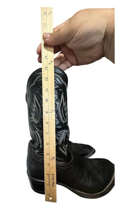 VTG Tony Lama Mens 8.5 EE Western Cowboy Boot Black Shrunken Bull Leather 6250 main image 9
